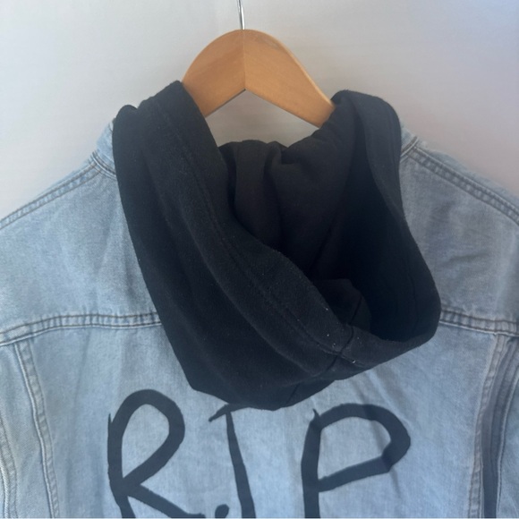 Rue 21 Jacket Denim Hooded Graffiti What Is Normal RIP To My Former Self XXL - Picture 11 of 16